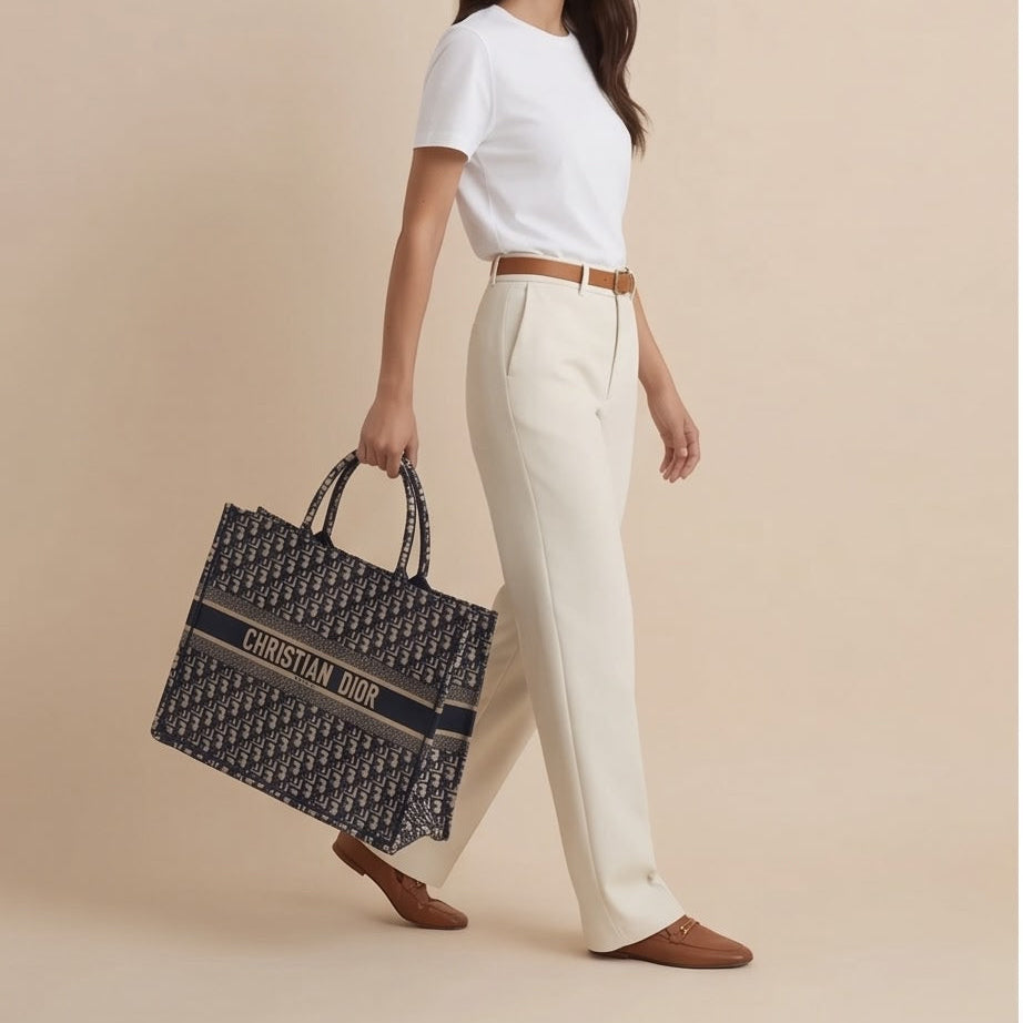 Christian dior Oblique Medium Book Tote Blue Multicolor