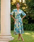 Azure Blossom Midi Dress