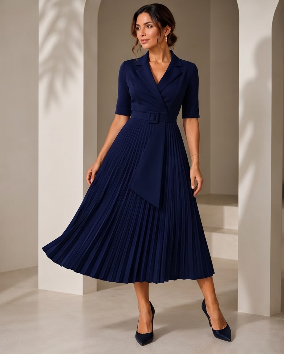 Celeste Grace Pleated Midi Dress