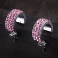 Retro C Shape White Alloy Earrings for Women with Electroplated Finish and Rhinestone Inlay