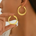 Geometric Hoop Earrings for Women in 201 Stainless Steel with Electroplated 18K Real Gold Plated Finish and 0.03µm Coating