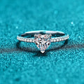 Heart Shape Ring for Women in 925 Sterling Silver with Moissanite Inlay Featuring Garnet Jewelry