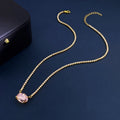 Circle Necklace for Women with 18K Real Gold Plated Brass and Artificial Crystal in Bezel Setting, Handmade Chain