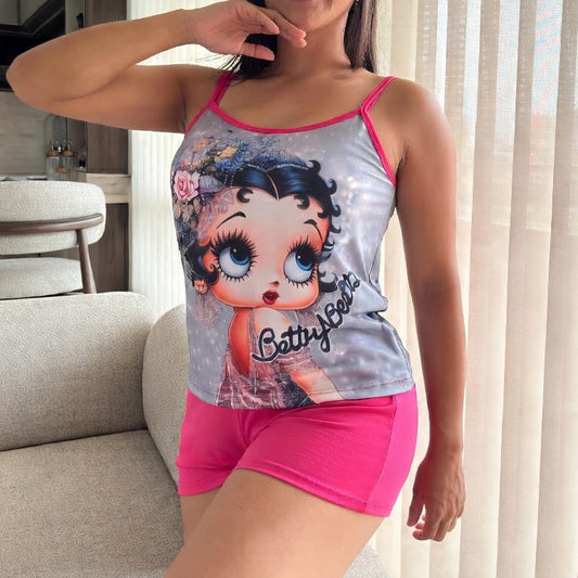 Women's Pajamas Short + Printed Top