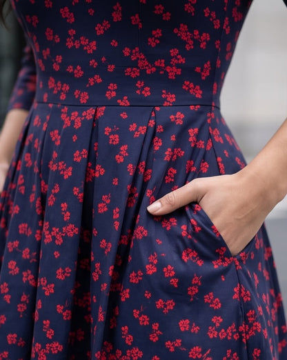 Midnight Blossom Midi Dress
