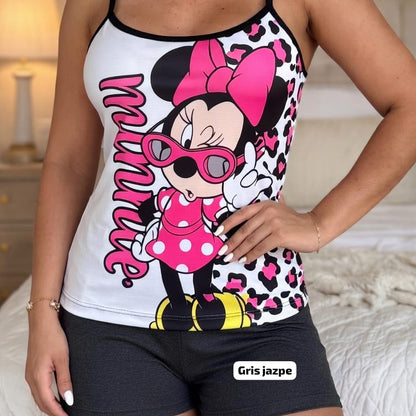 Women's Pajamas Short + Top Minnie Animal Print