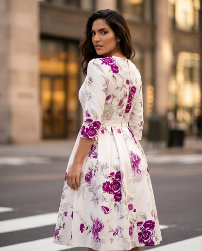 Ivory Bloom Elegance Midi Dress