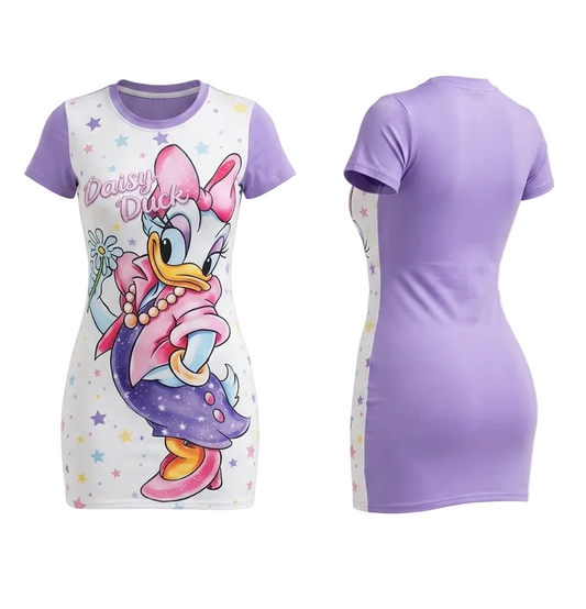 Women's Short Dress Daisy Lila Print