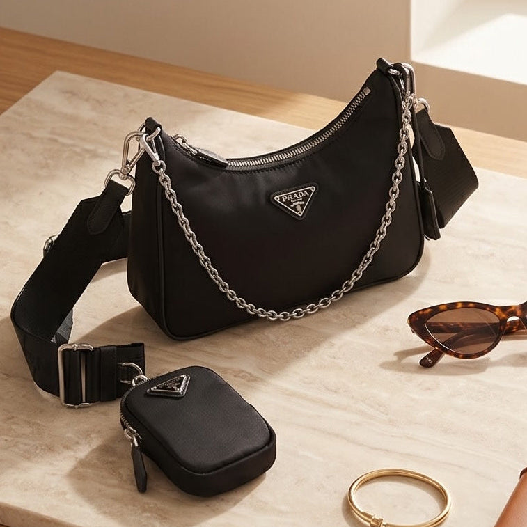 Prada Nylon Re-Edition 2005 Shoulder Bag Black