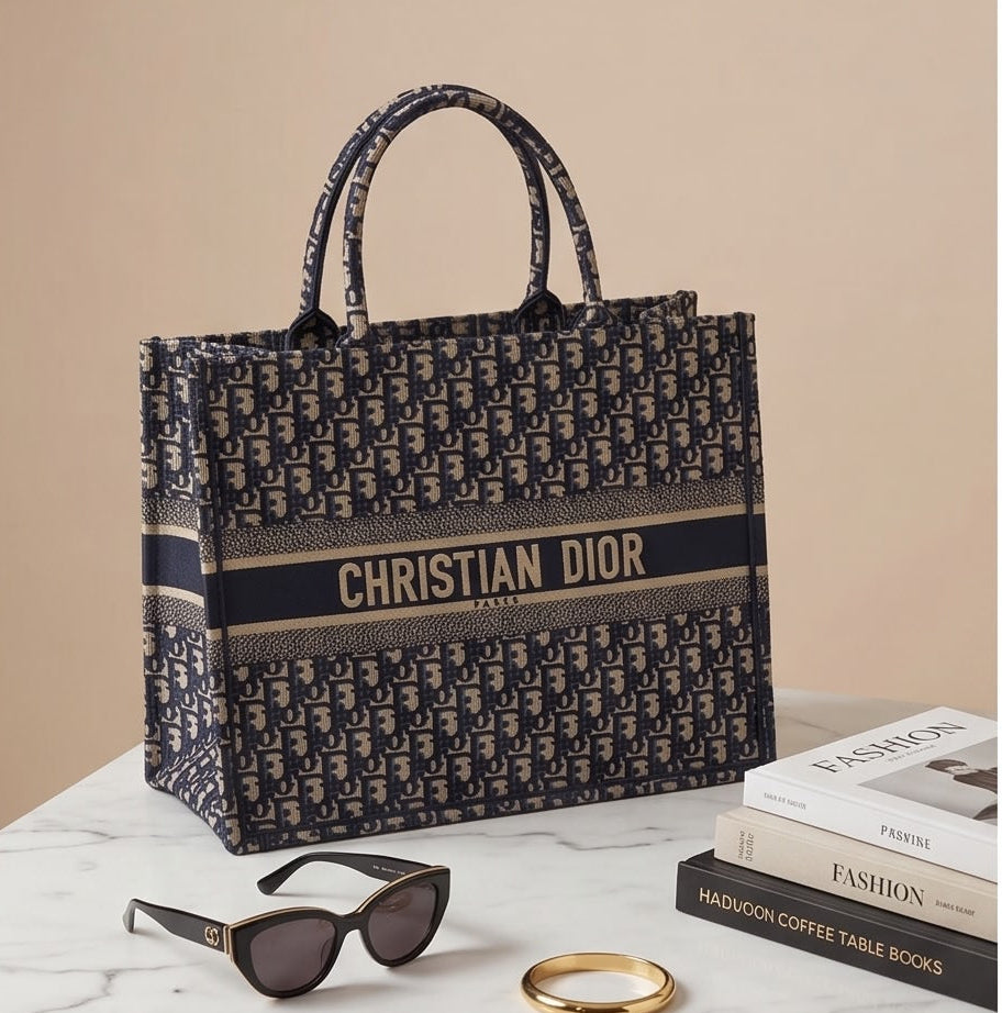Christian dior Oblique Medium Book Tote Blue Multicolor