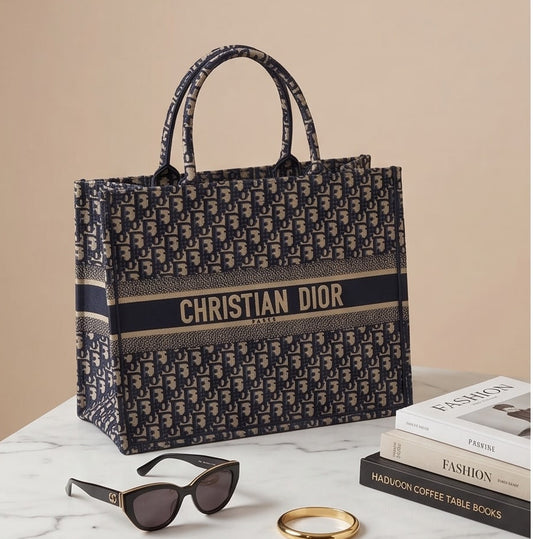 Christian dior Oblique Medium Book Tote Blue Multicolor