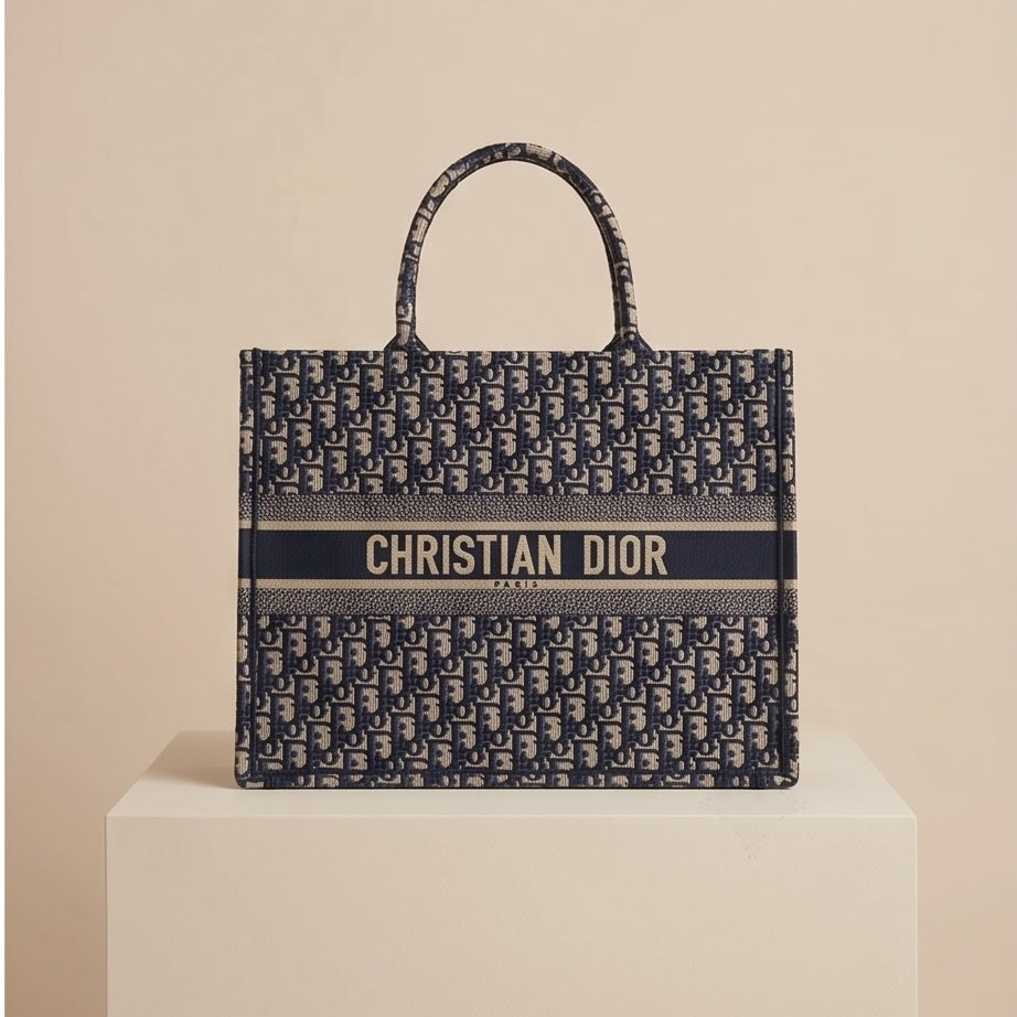 Christian dior Oblique Medium Book Tote Blue Multicolor