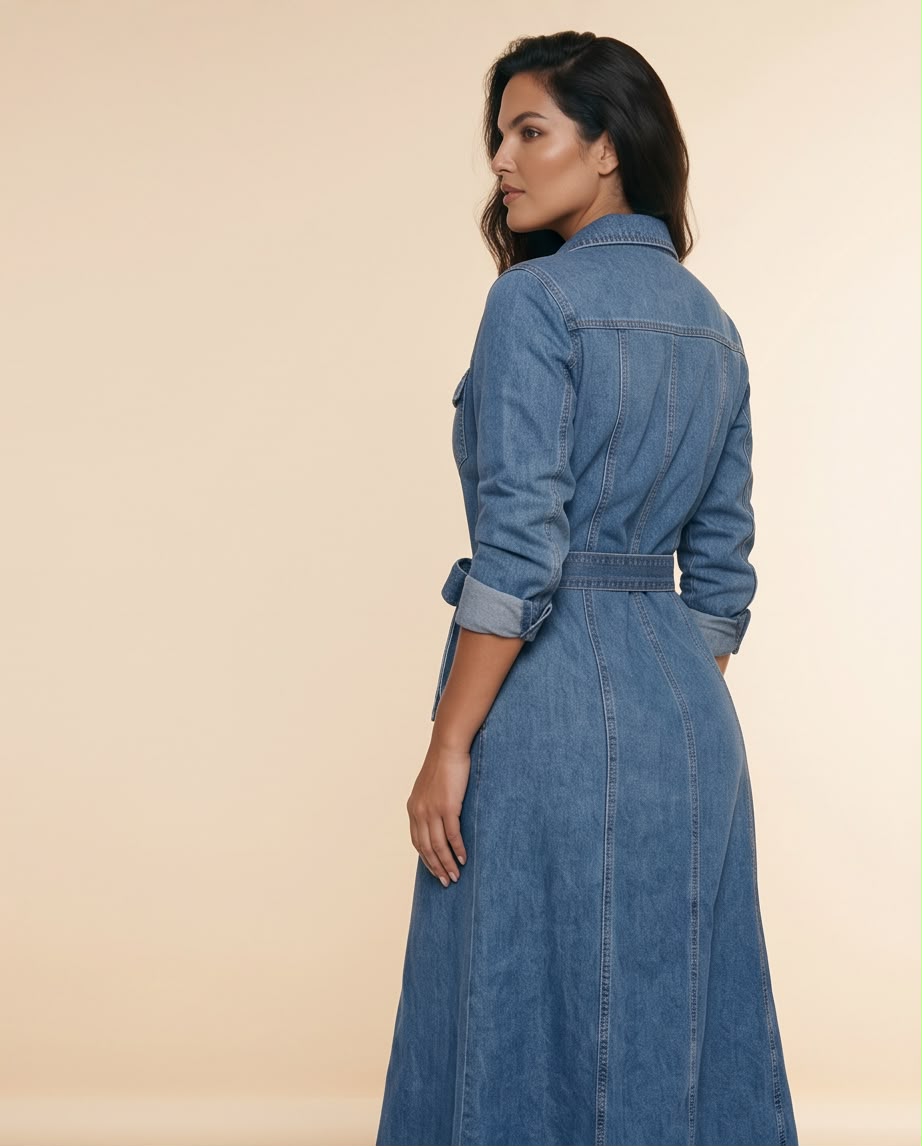 Grace Denim Midi Shirt Dress
