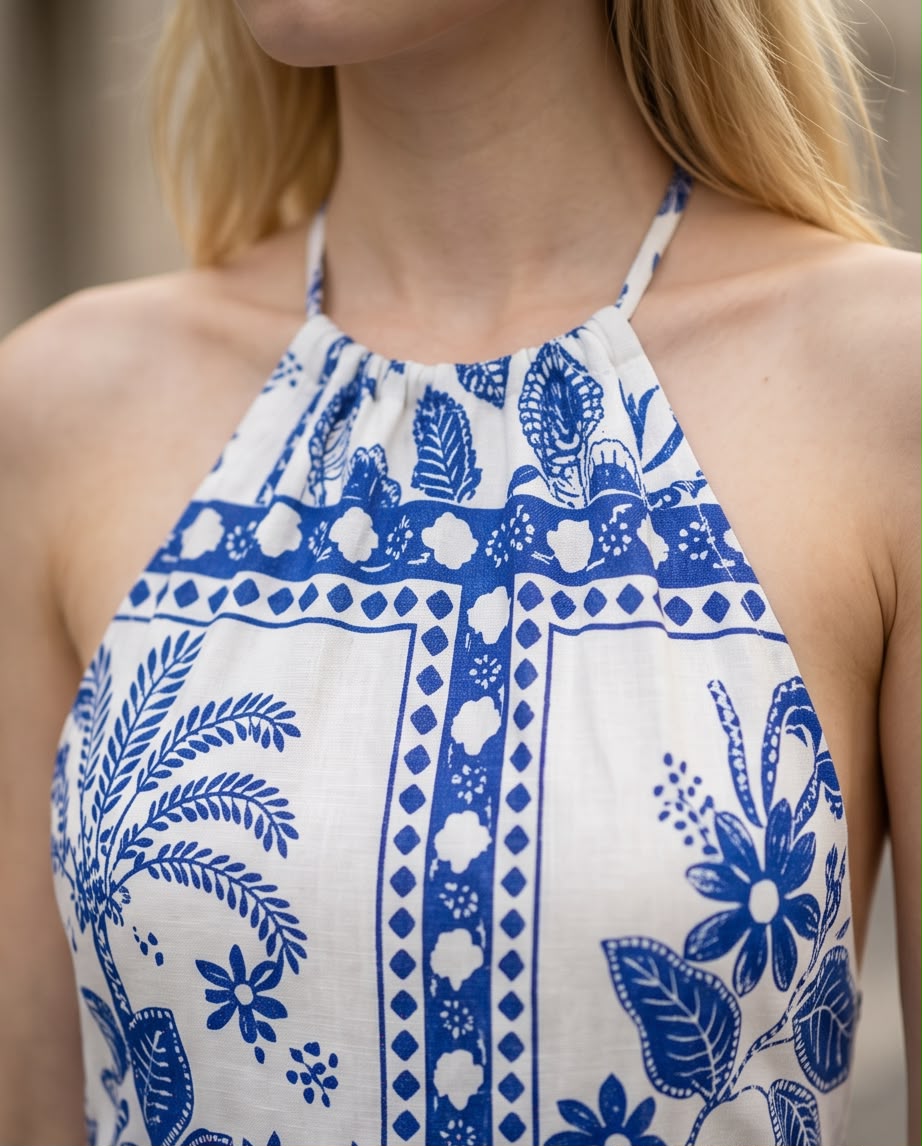 Azure Bloom Maxi Dress