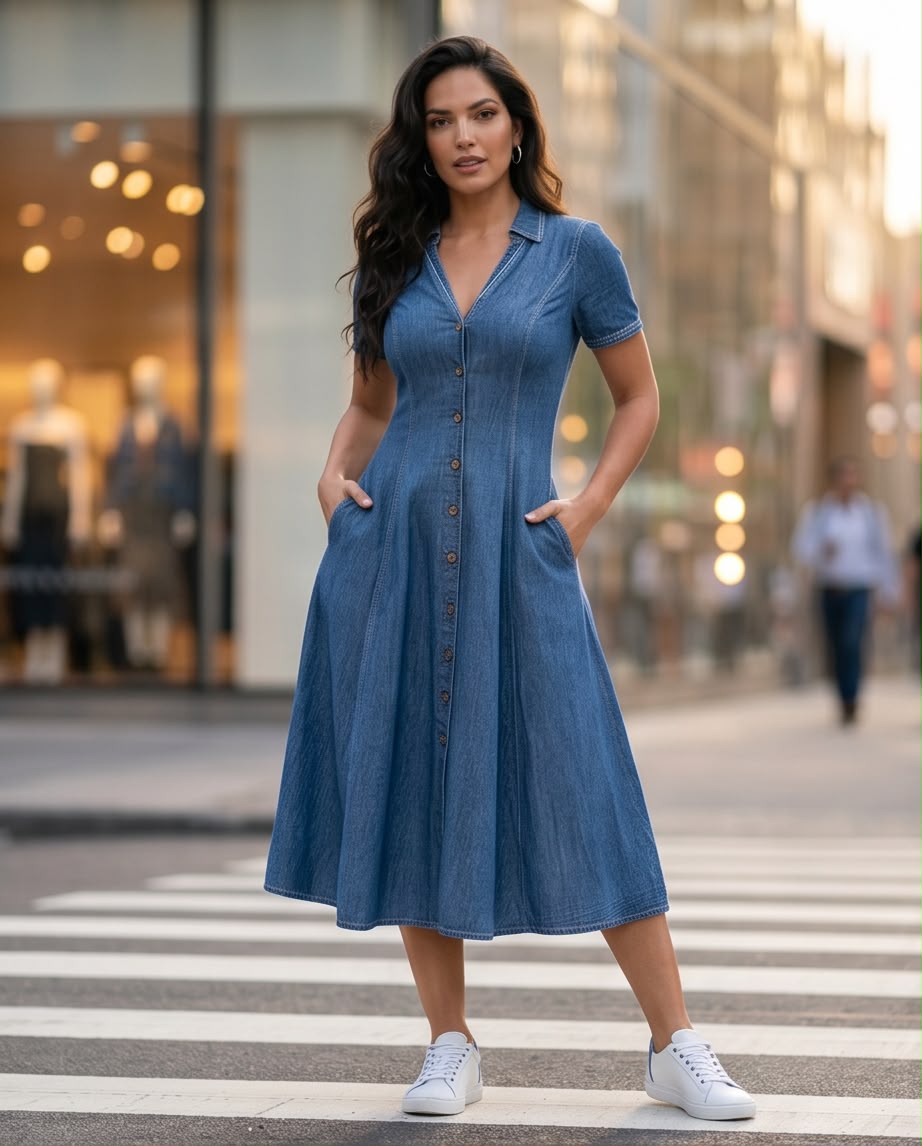 Grace Denim Midi Dress