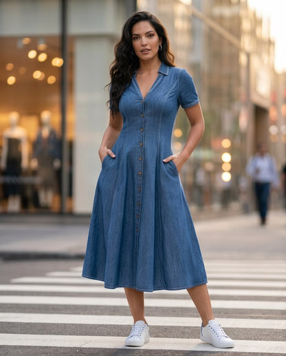 Grace Denim Midi Dress