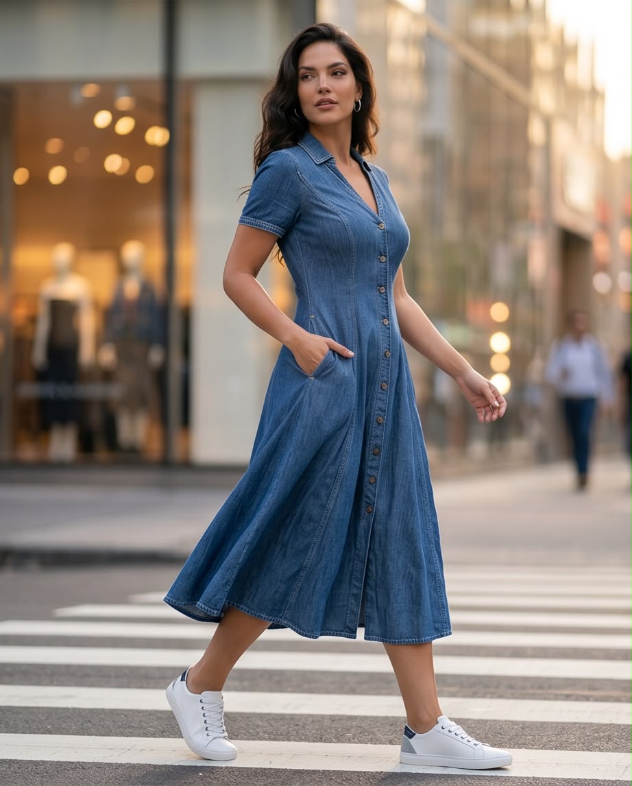 Grace Denim Midi Dress