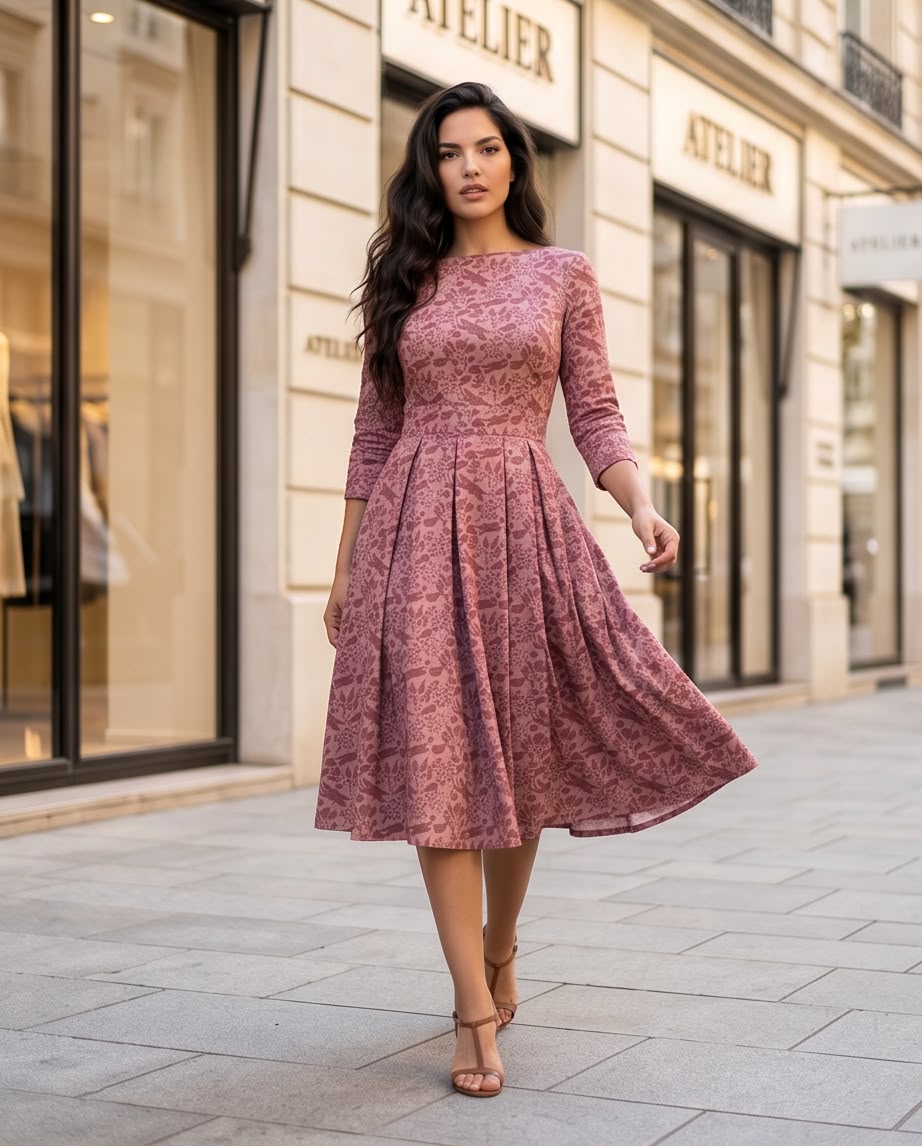 Rosalie Floral Elegance Midi Dress