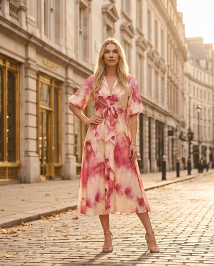 Rosewater Bloom Midi Dress