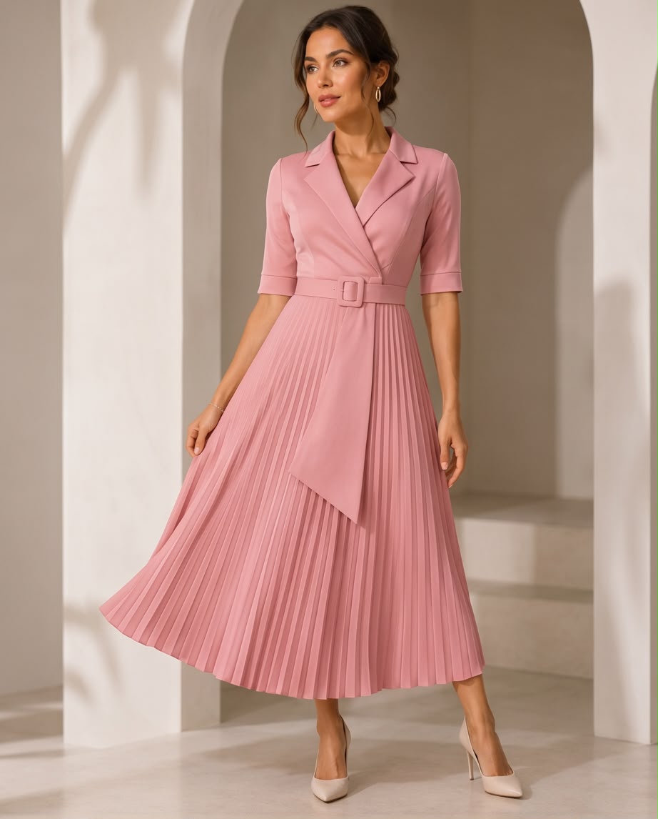 Celeste Grace Pleated Midi Dress