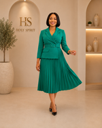 Emerald Grace Pleated Blazer Dress