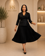 Emerald Grace Pleated Blazer Dress