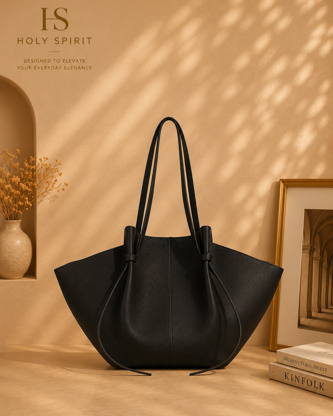 HS Luxe Drawstring Leather Tote Bag