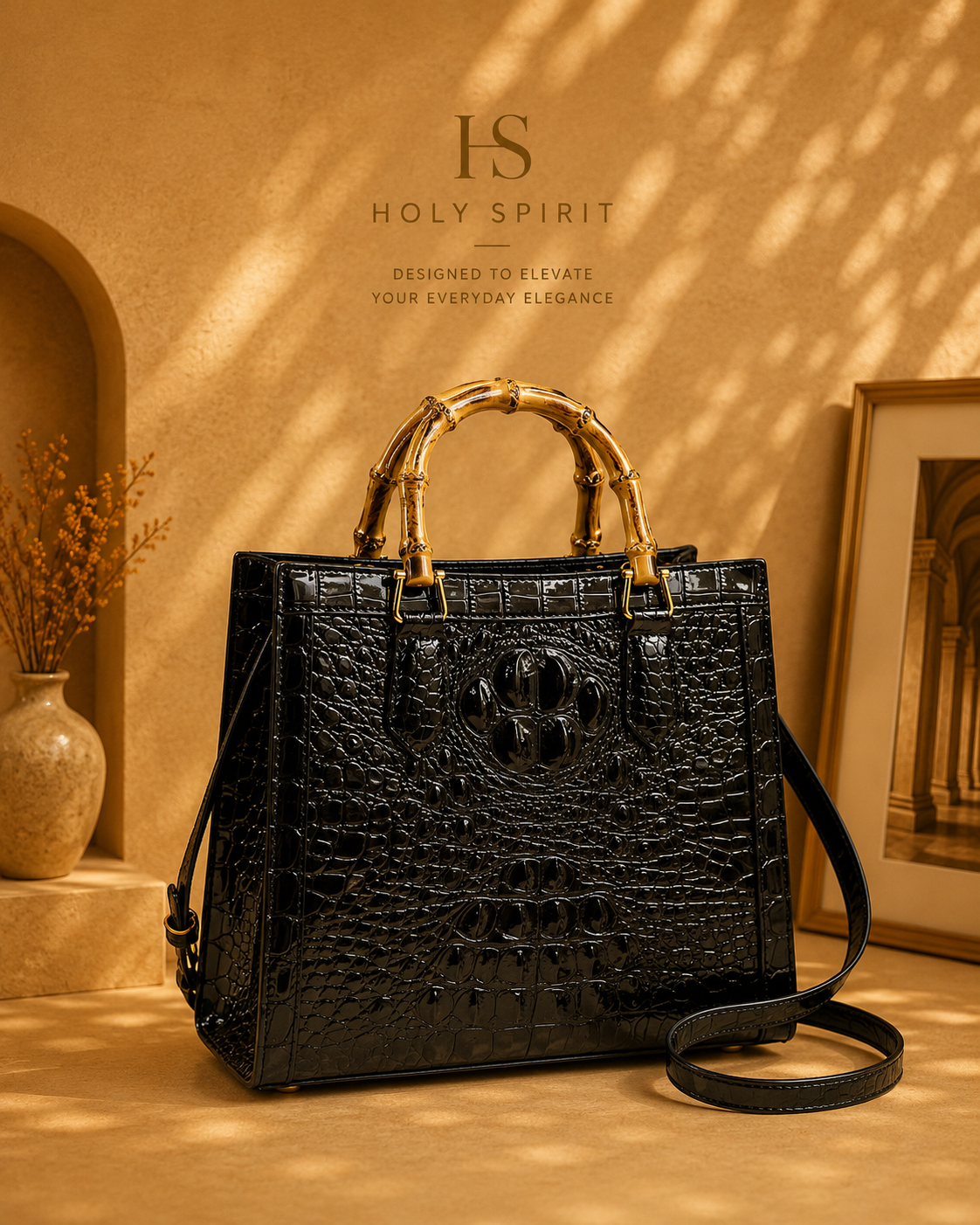 HS Bamboo Croc Tote Bag