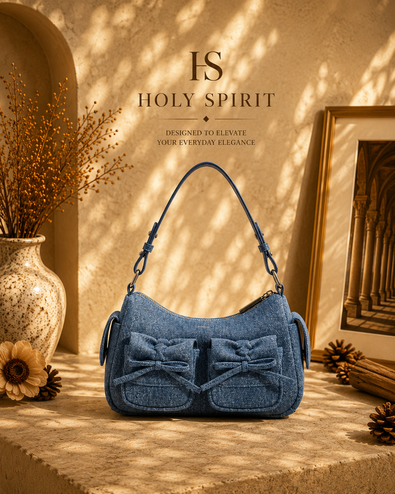Denim Bow Shoulder Bag
