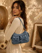 Denim Bow Shoulder Bag