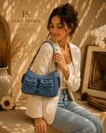 Denim Bow Shoulder Bag