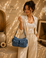 Denim Bow Shoulder Bag