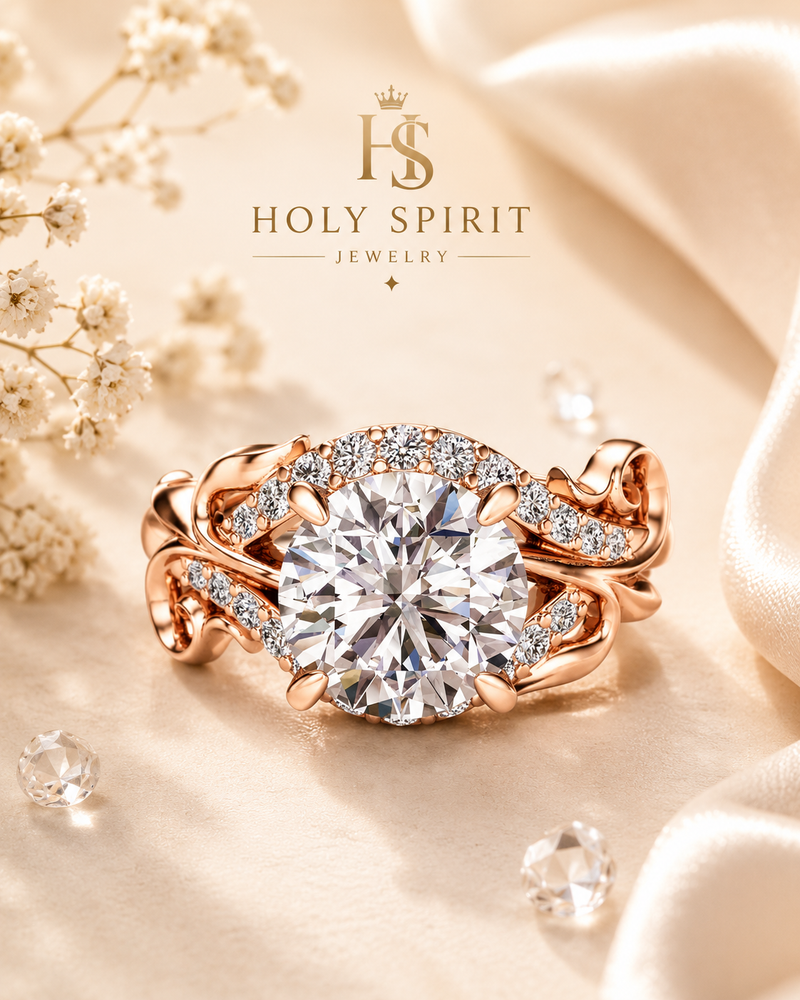 Rose Gold Floral Engagement Ring
