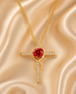 Gold Cross Heart Pendant Necklace