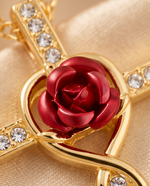 Gold Cross Heart Pendant Necklace
