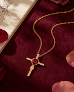 Gold Cross Heart Pendant Necklace