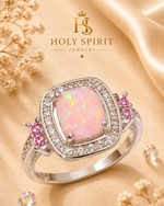 Pink Opal Halo Ring