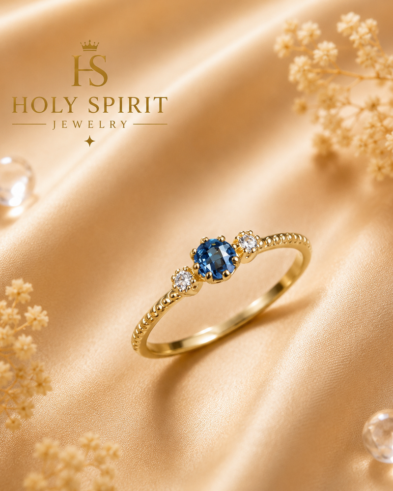Ocean Blue Crystal Promise Ring