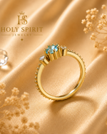Ocean Blue Crystal Promise Ring