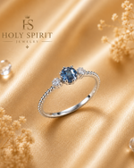 Ocean Blue Crystal Promise Ring