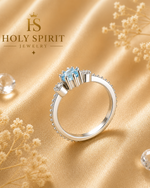 Ocean Blue Crystal Promise Ring