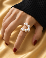 Elegant Open Pearl Statement Ring