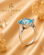 Luxury Aquamarine Emerald-Cut Statement Ring