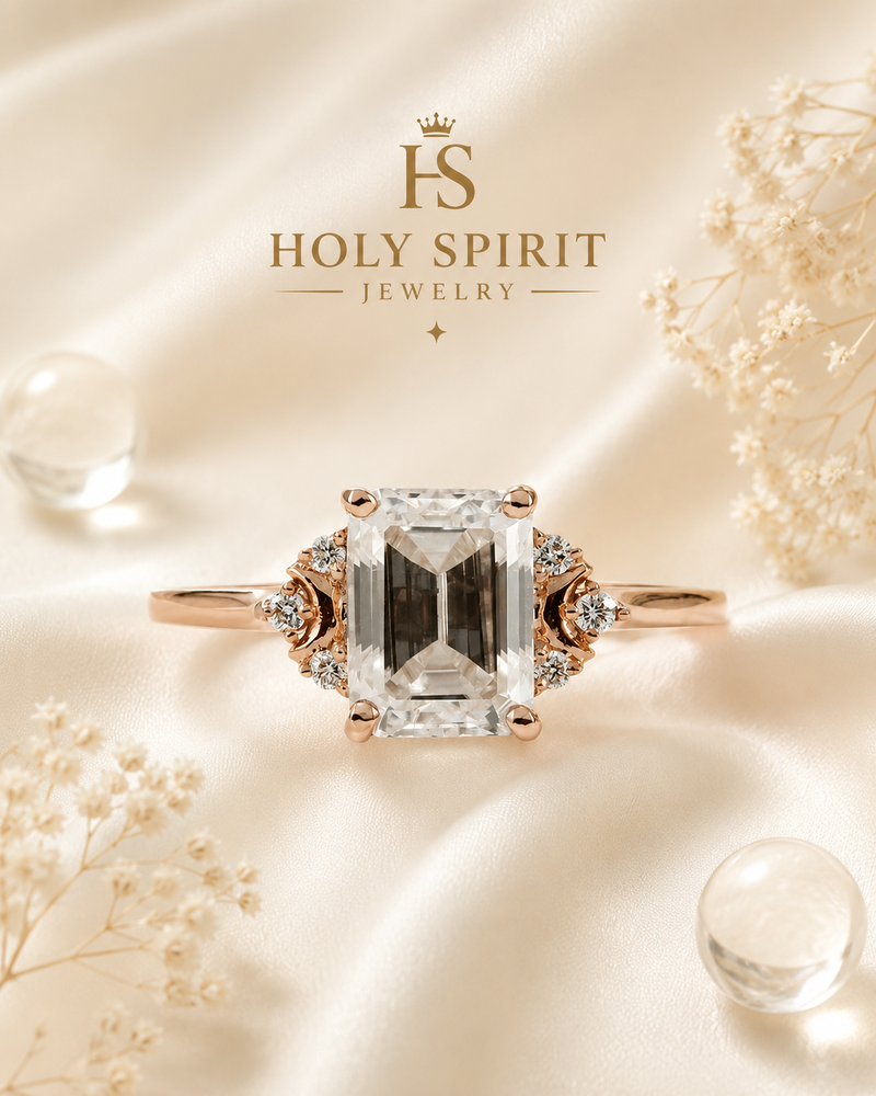 Radiant Emerald-Cut Crystal Solitaire Ring