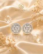 Round Halo Crystal Stud Earrings for Women