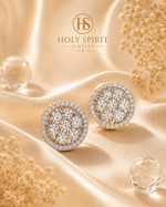 Round Halo Crystal Stud Earrings for Women