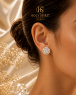 Round Halo Crystal Stud Earrings for Women