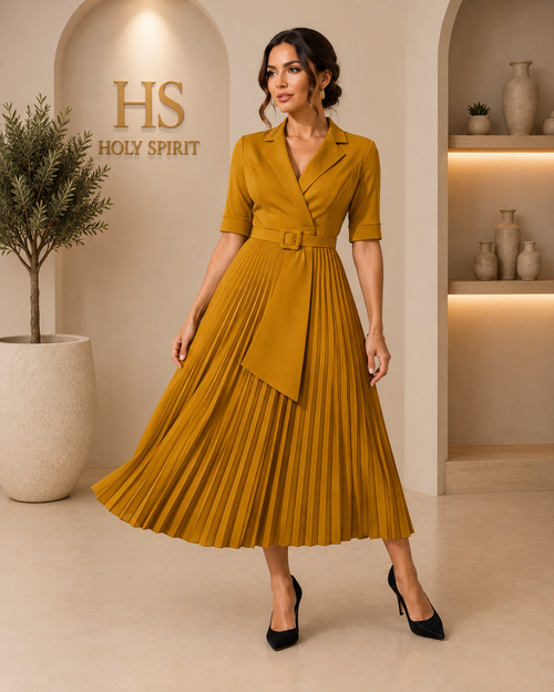 Celeste Grace Pleated Midi Dress