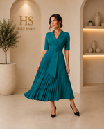 Celeste Grace Pleated Midi Dress