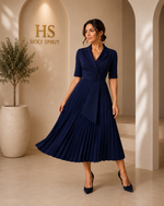 Celeste Grace Pleated Midi Dress